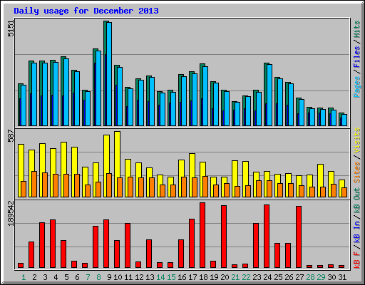 Daily usage for December 2013